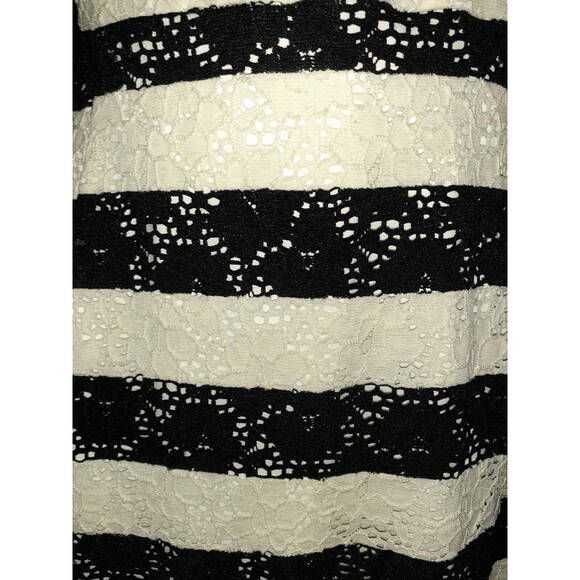 LANE BRYANT Plus Sz 16W A-Line Dress Black White Floral Lace Stripes Sleeveless - Picture 2 of 5